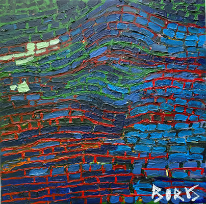 A painting of freeform bricks by by Boris Fitzgerald