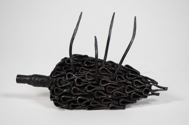 Steel Magnolia Seed Pod steel botanical study sculpture