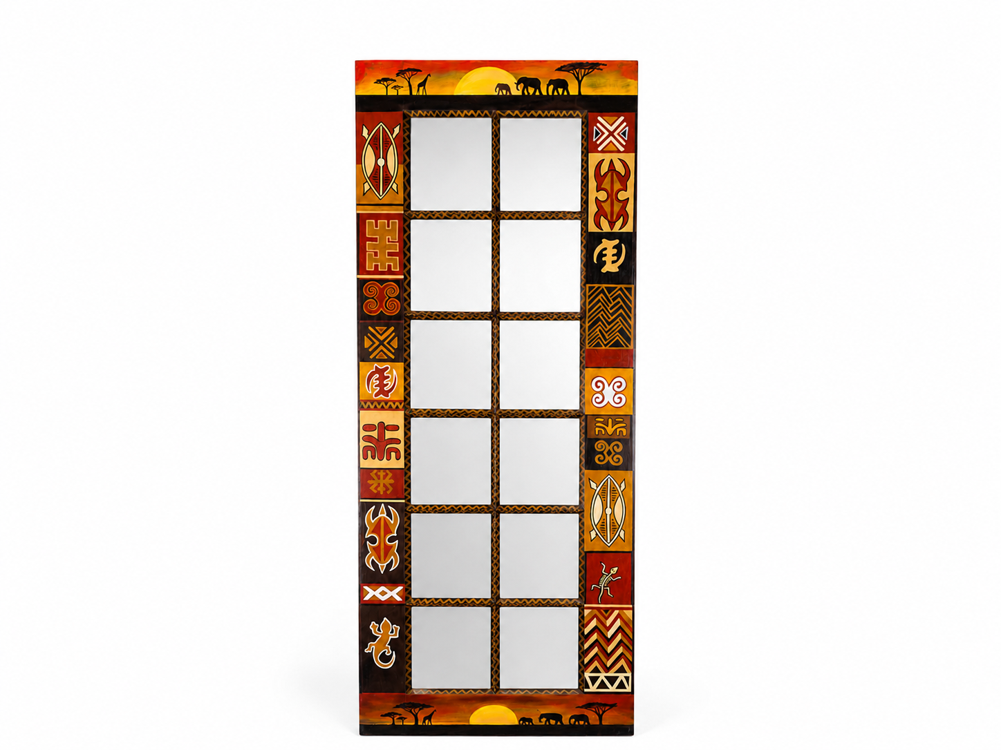 Hand-Painted African Savanna Mirror by Only Mpofu