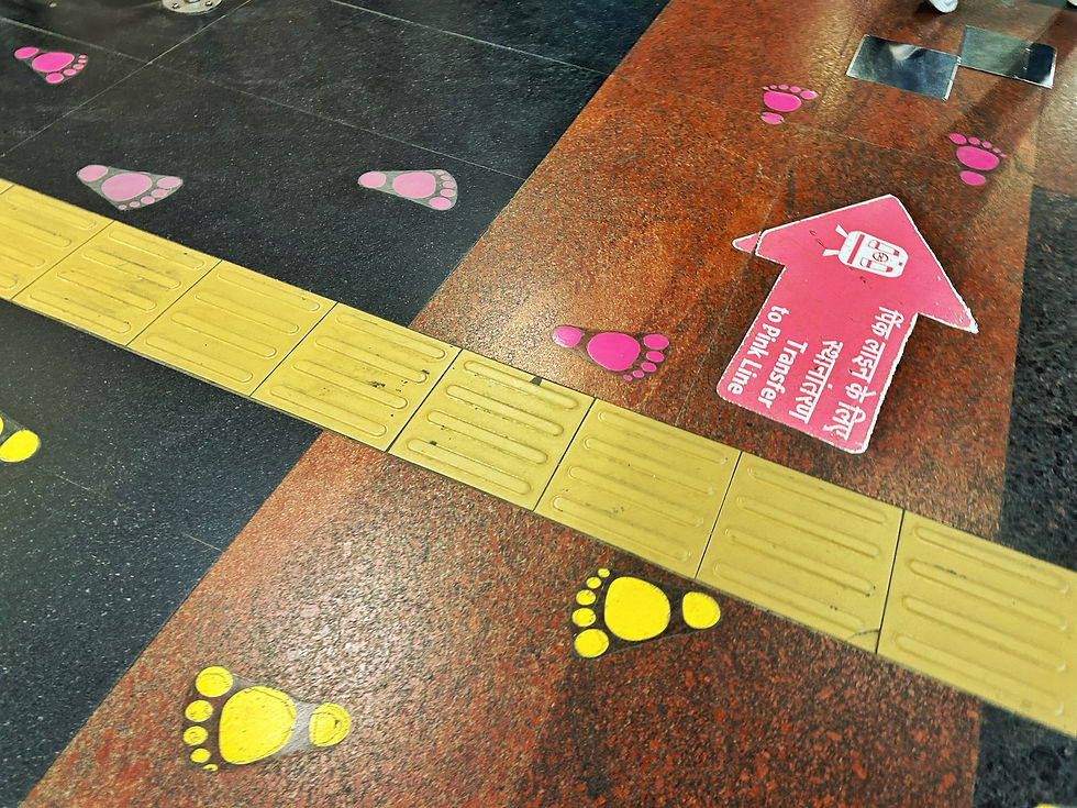 Footprint stickers on metro station