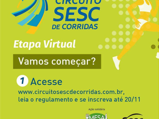 Acre tem 400 vagas para 1ª etapa virtual solidária do Circuito Sesc de Corridas