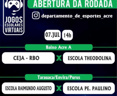 Jogos Escolares Virtuais tiveram início nesta terça-feira
