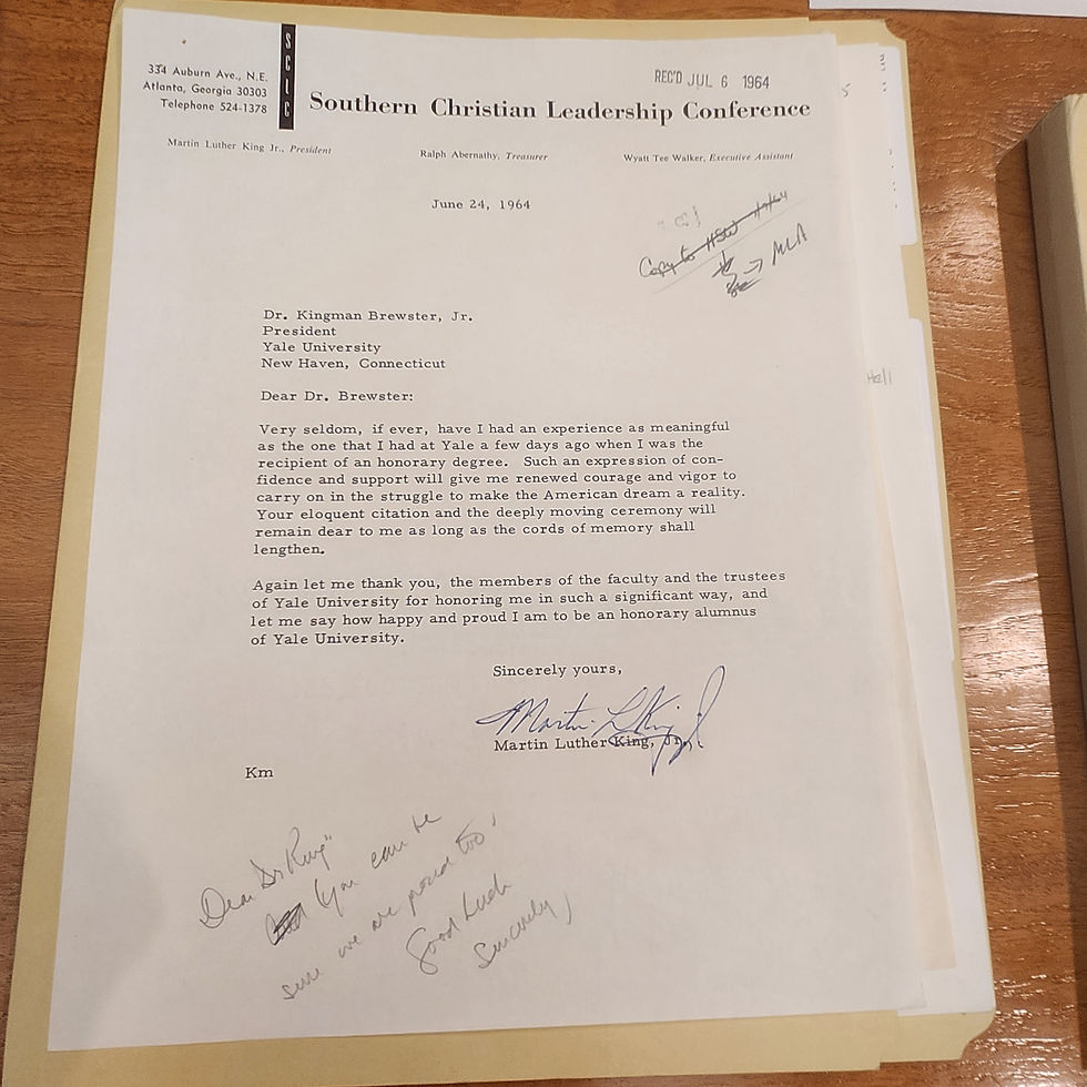 Dr. King's Thank You Letter to Yale University
