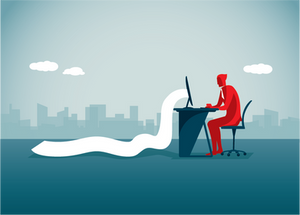 Figure working at desk