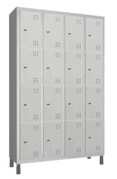 Armário de aço ou roupeiro de aço com 16 portas para funcionários.