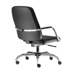 Poltrona giratória com apoio de braço cromado revestido.