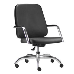 Poltrona giratória com apoio de braço cromado revestido.