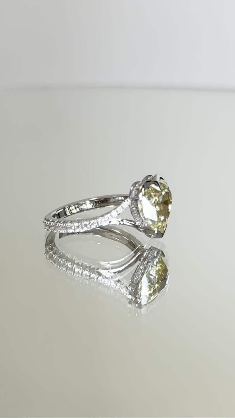 Miniatura: Prata 925 - anel Love de Moissanite amarela lapidação coração 