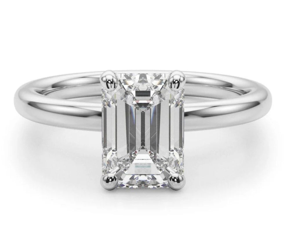 Miniatura: Ouro  18k - anel solitário Laika de Moissanite esmeralda