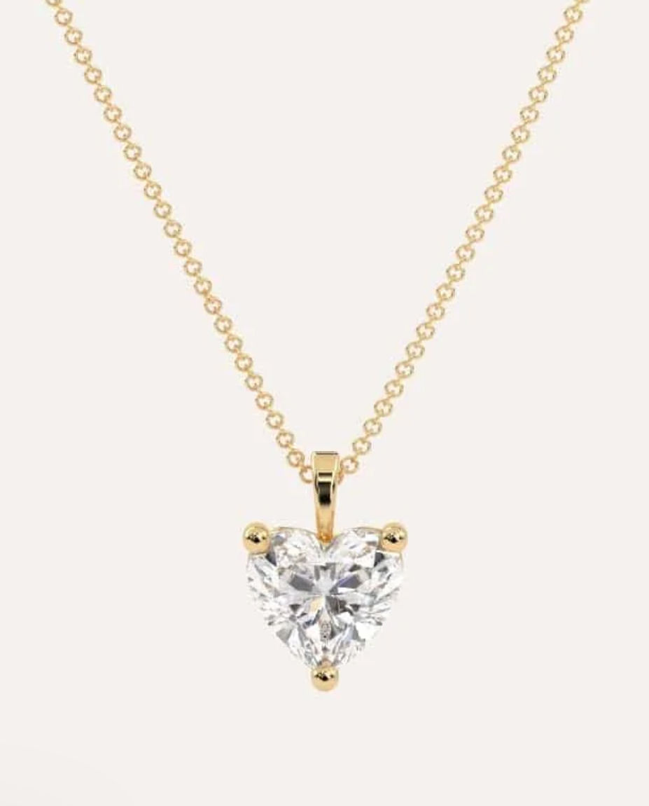 Miniatura: Ouro 18k- pingente solitário amour de Moissanite lapidação coração 