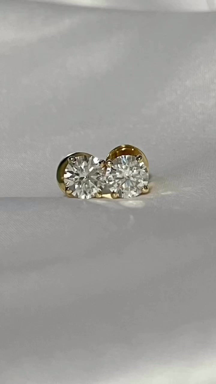 Miniatura: Ouro 18k - Brincos solitário Ana 2 cts cada Moissanite brilhante