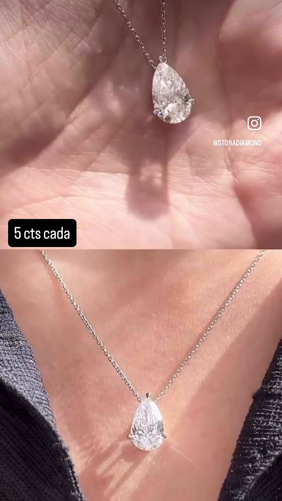 Miniatura: Ouro 18k - Colar solitário Daiana de Moissanite na lapidação brilhante 
