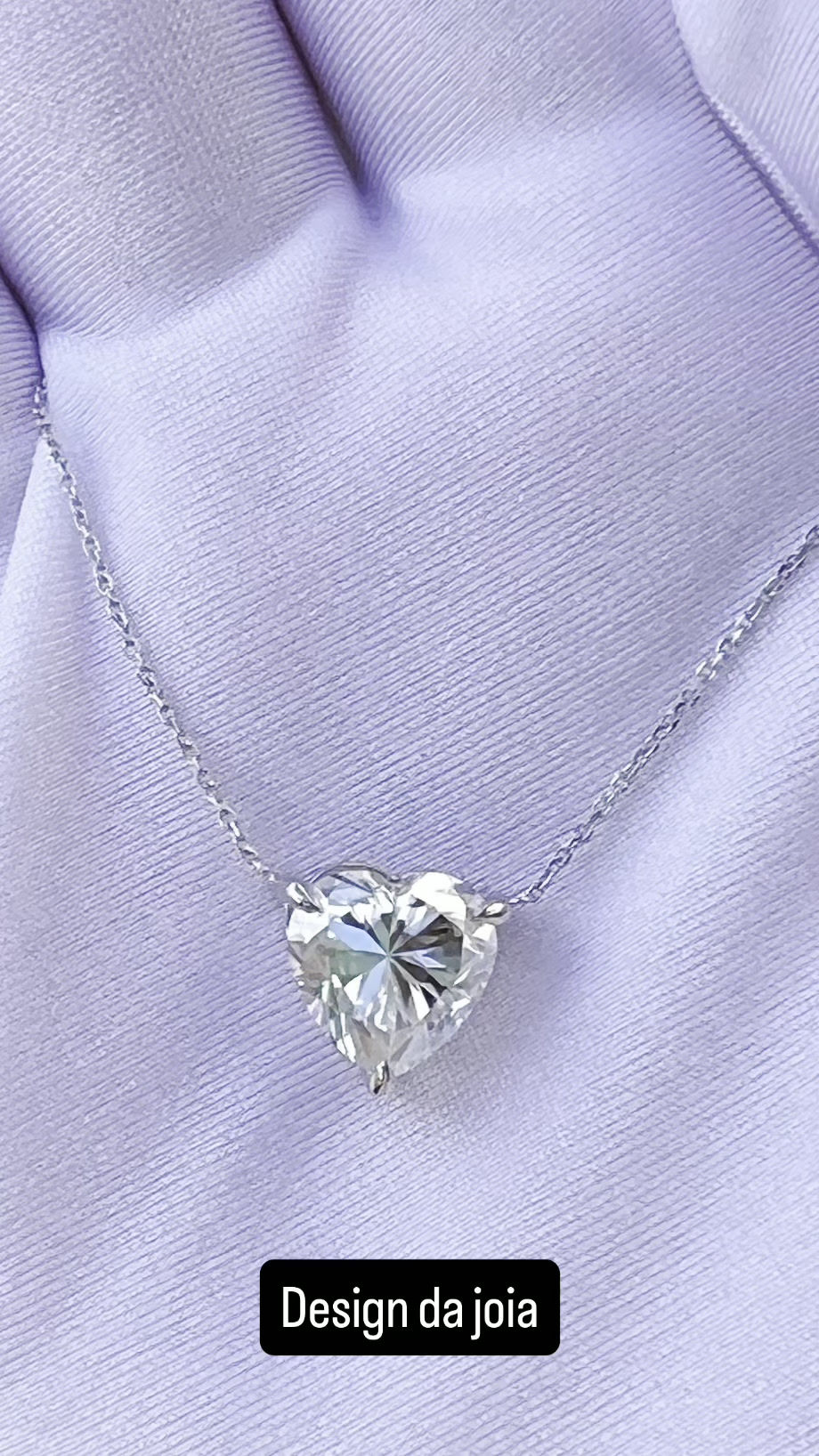 Miniatura: Ouro 18k - colar solitário de diamante lab grown coração Amora