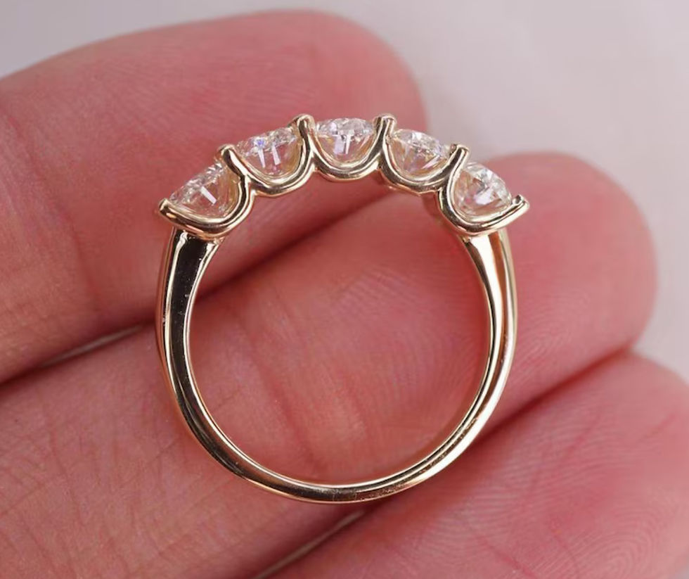 Miniatura: Ouro 18k - Meia aliança Eva 0.5ct cada Moissanite oval