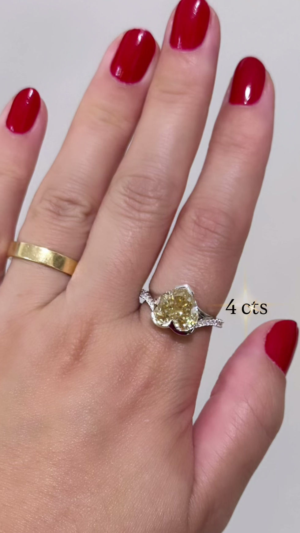 Miniatura: Prata 925 - anel Love de Moissanite amarela lapidação coração 