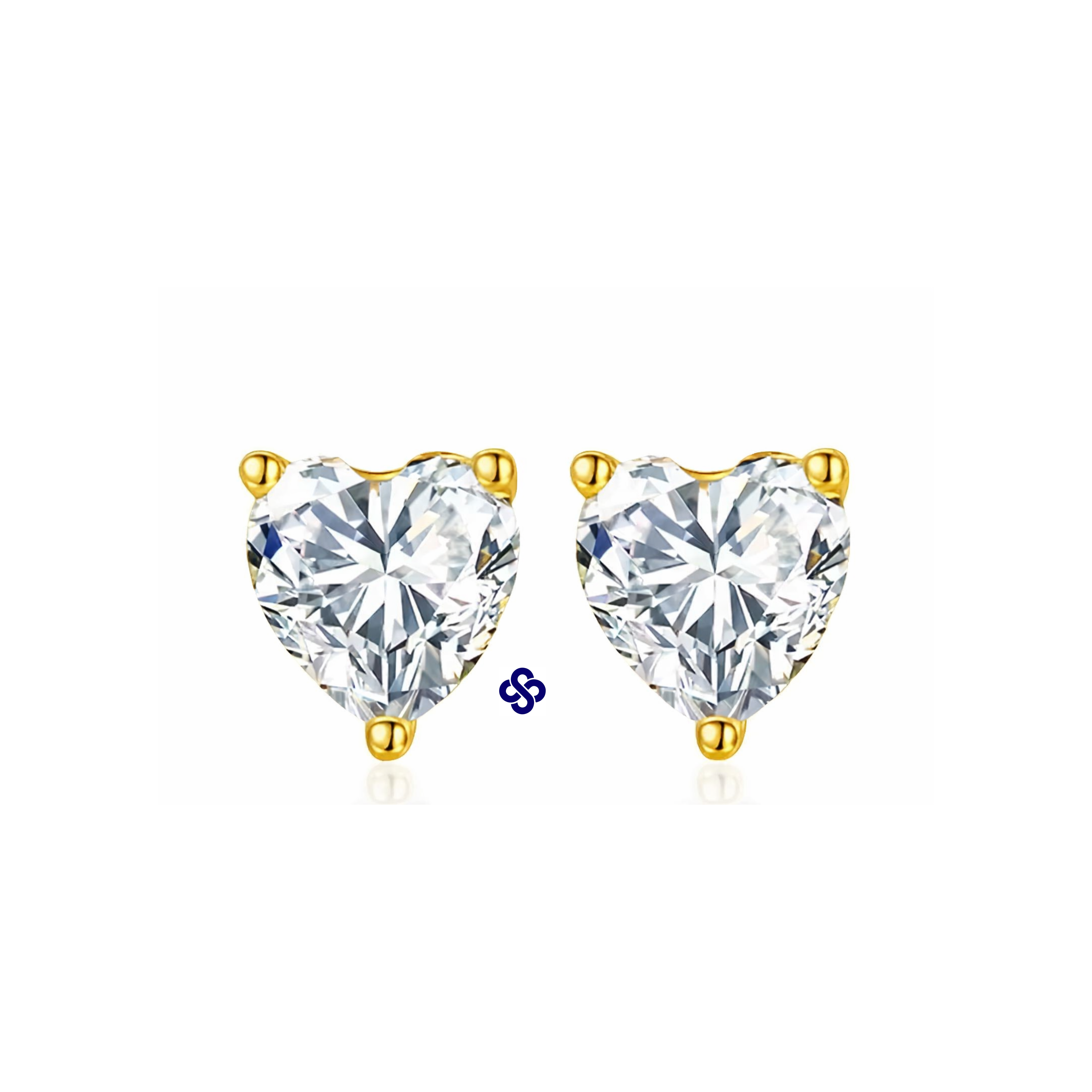 Ouro 18k - brincos solitário de Moissanite na lapidação coração