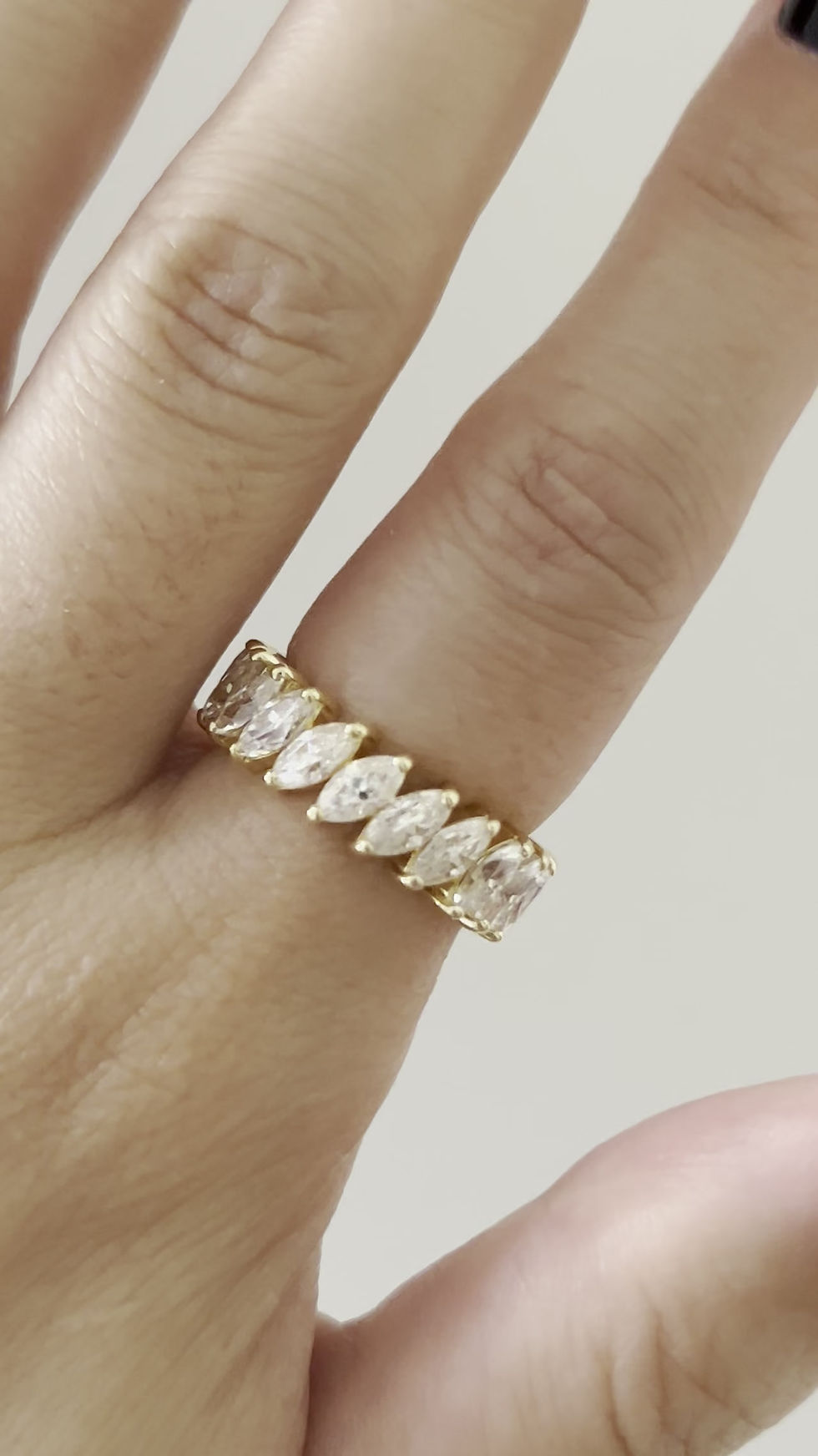 Miniatura: Ouro 18k - aliança Marquesa 30 pontos cada Moissanite navete
