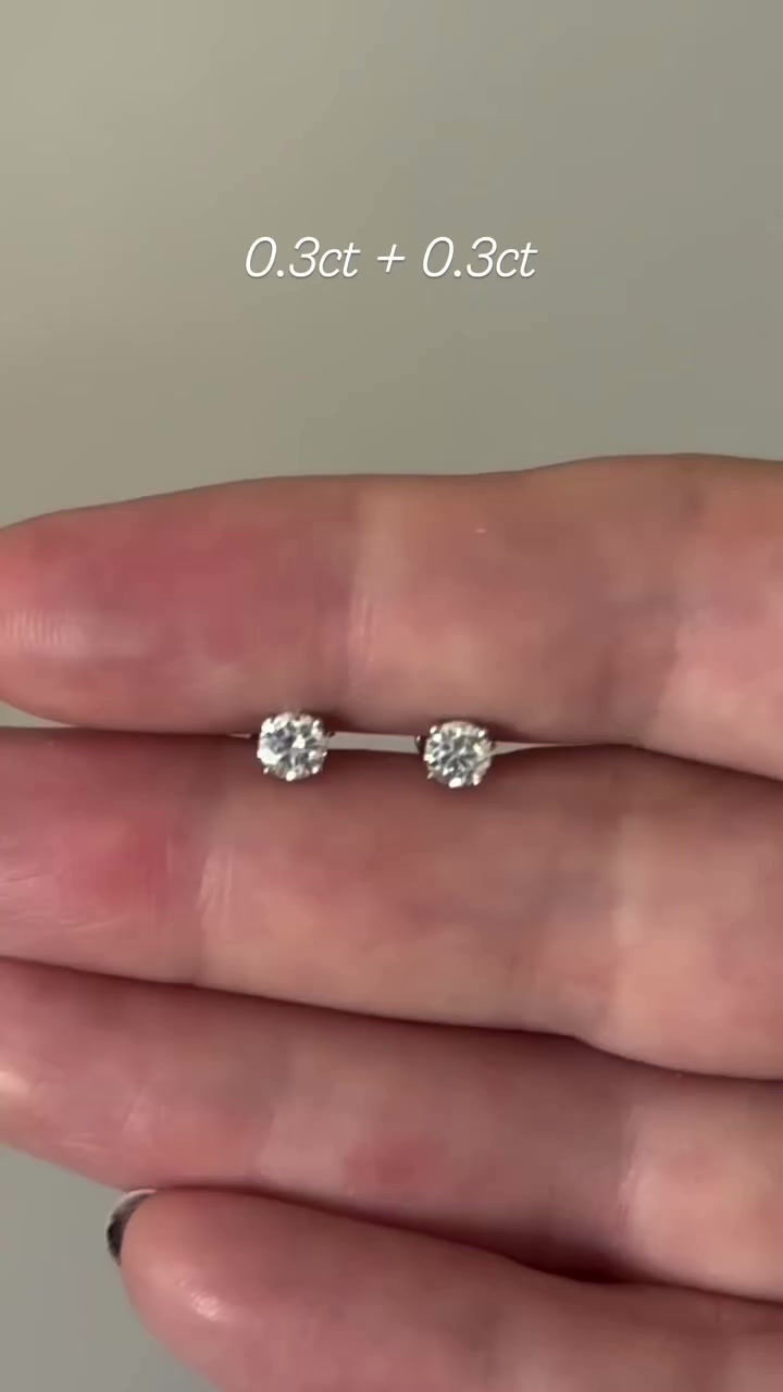 Miniatura: Ouro 18k - brincos solitário 3 cts cada Moissanite brilhante 