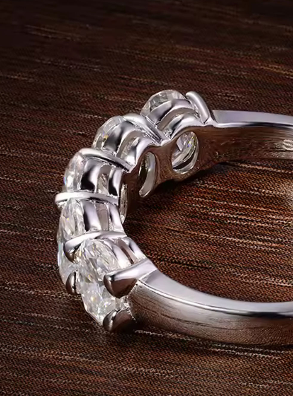 Miniatura: Prata 925 - Meia aliança Eva 0.5ct cada Moissanite oval