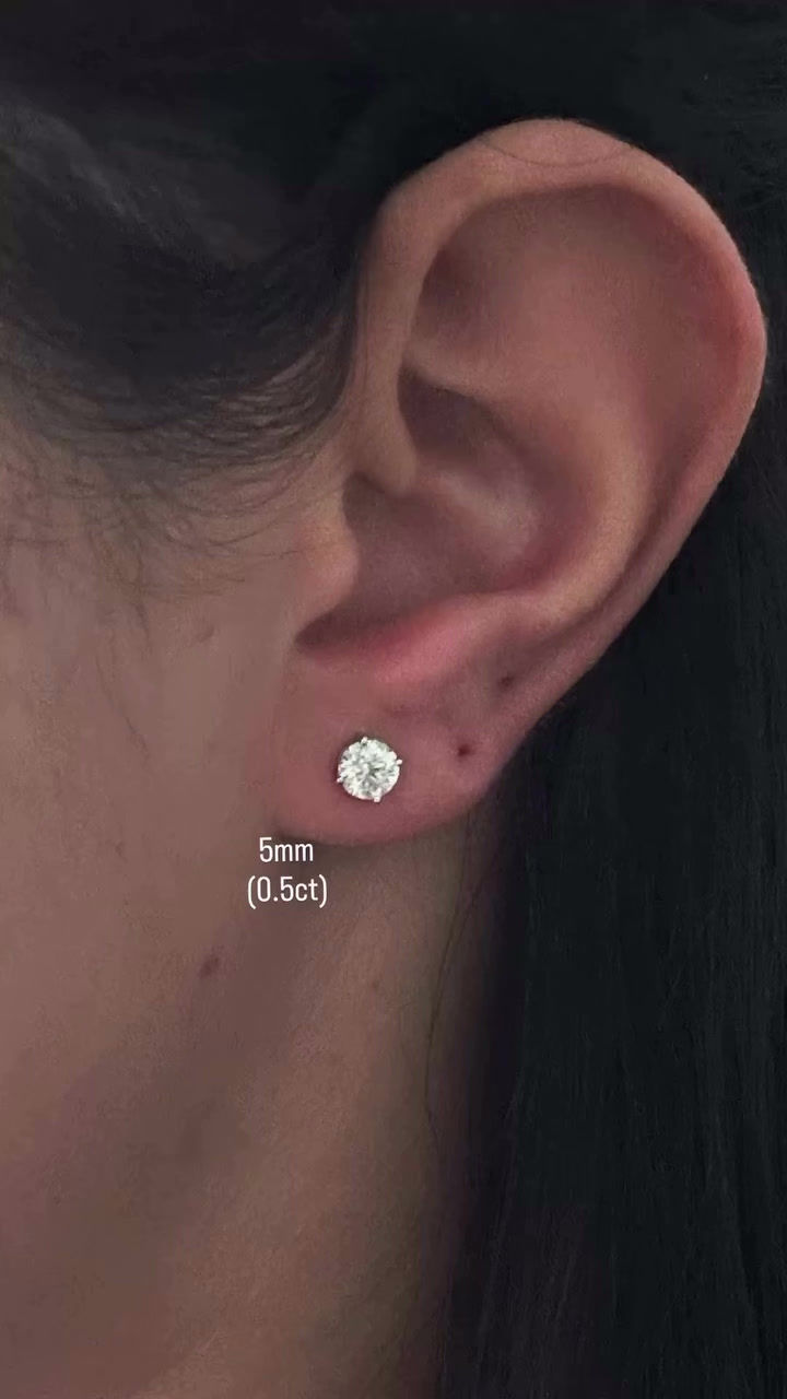 Miniatura: Ouro 18k - Brincos solitário Ana 4 cts cada diamante Lab Grown brilhante 