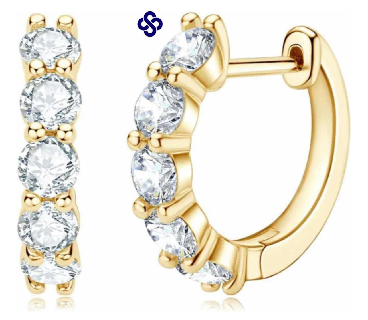 Ouro 18k - brincos argola 20 pontos cada Moissanite brilhante