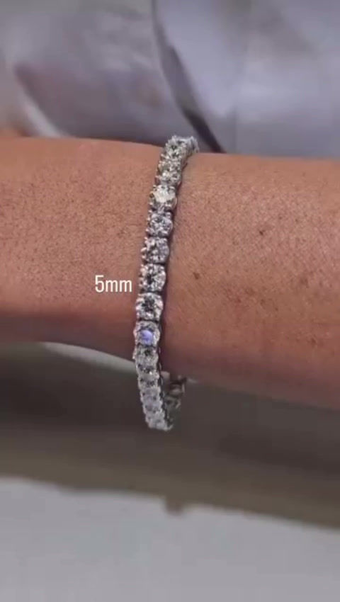 Miniatura: Prata 925 - pulseira riviera 10 pontos cada Moissanite (3mm)