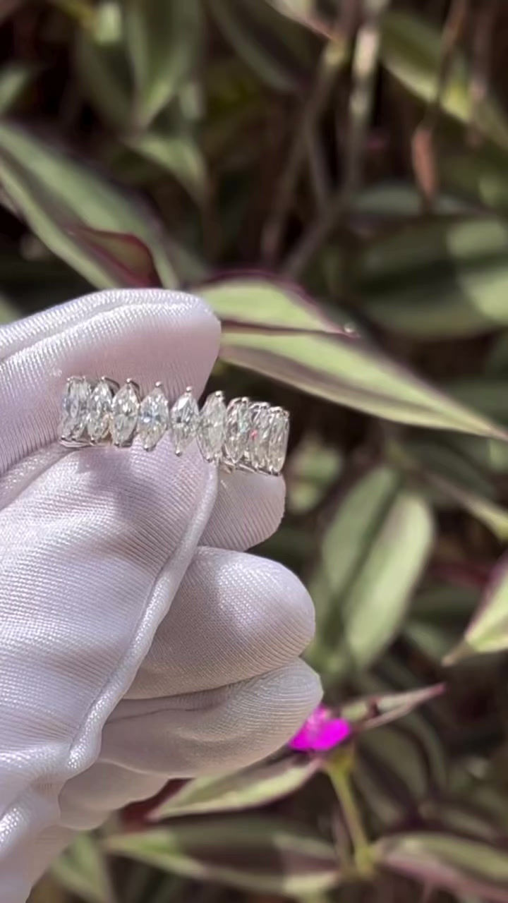 Miniatura: Prata 925 - Aliança Marquesa 30 pontos cada Moissanite navete 