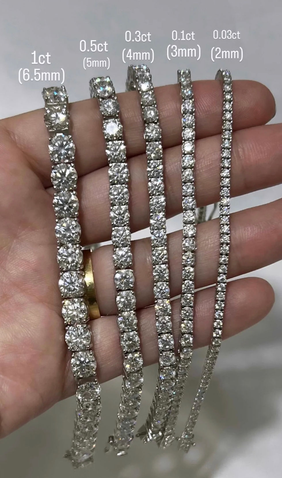 Miniatura: Prata 925 - pulseira riviera 10 pontos cada Moissanite (3mm)