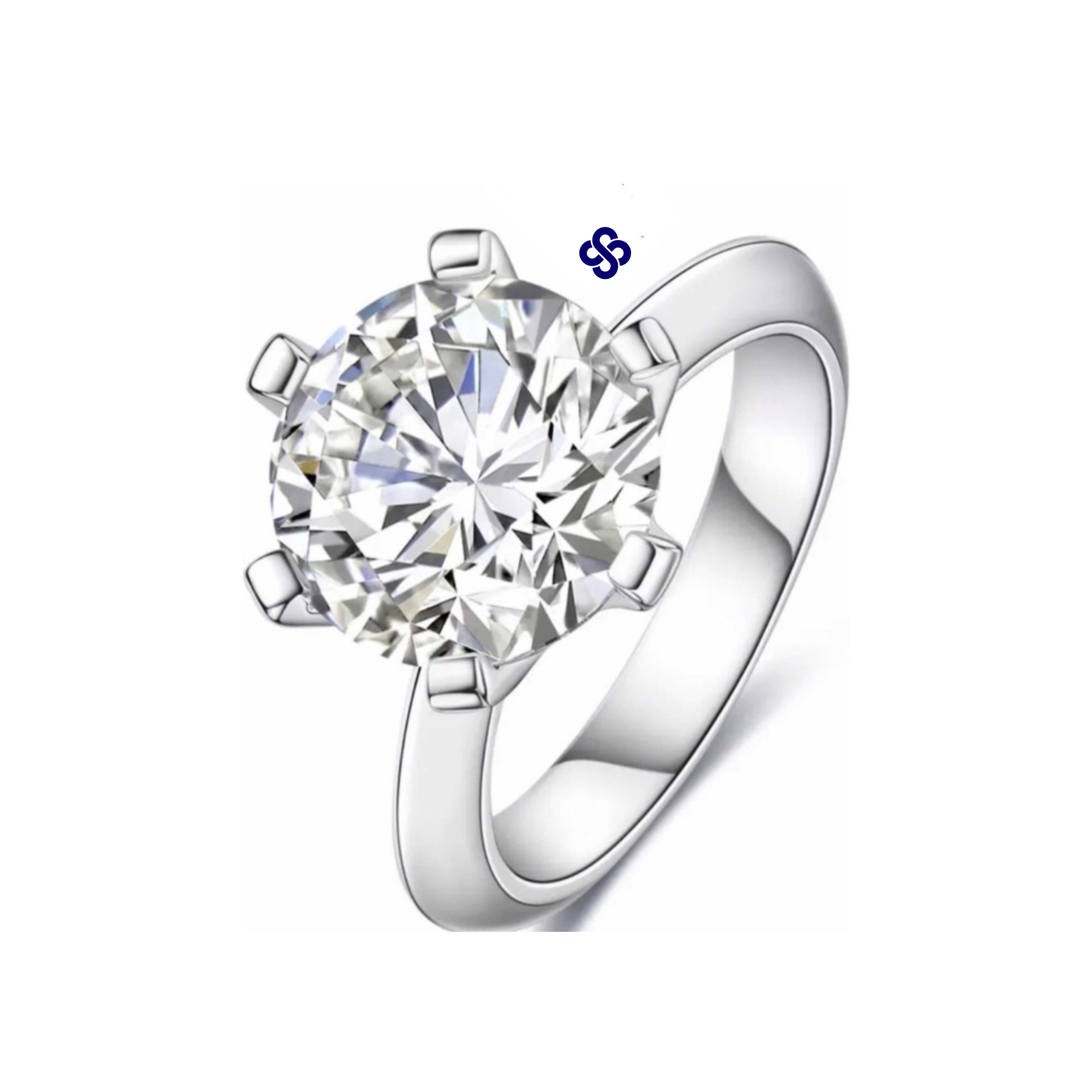 Prata 925- Anel solitário Romance 4 cts de moissanite brilhante