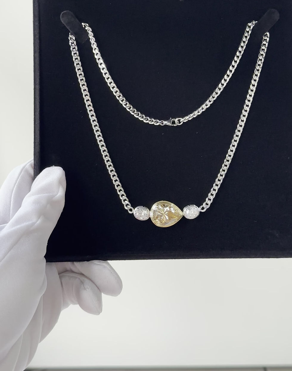 Miniatura: Prata 925 e ouro 18k - colar grummet gota amarelo fancy 