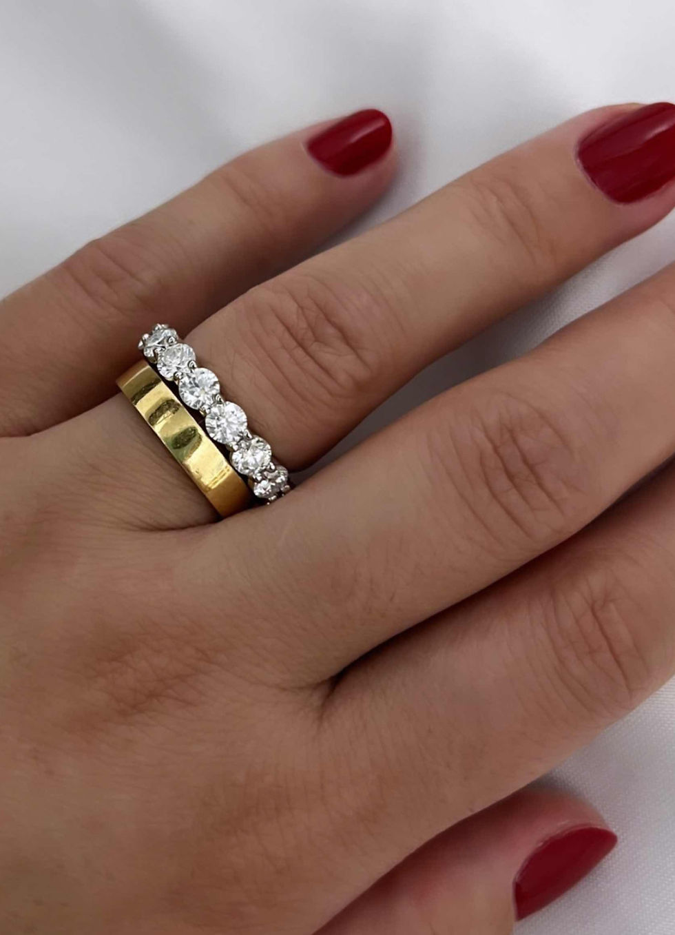 Miniatura: Prata 925 - Aliança eternity 30 pontos cada moissanite brilhante