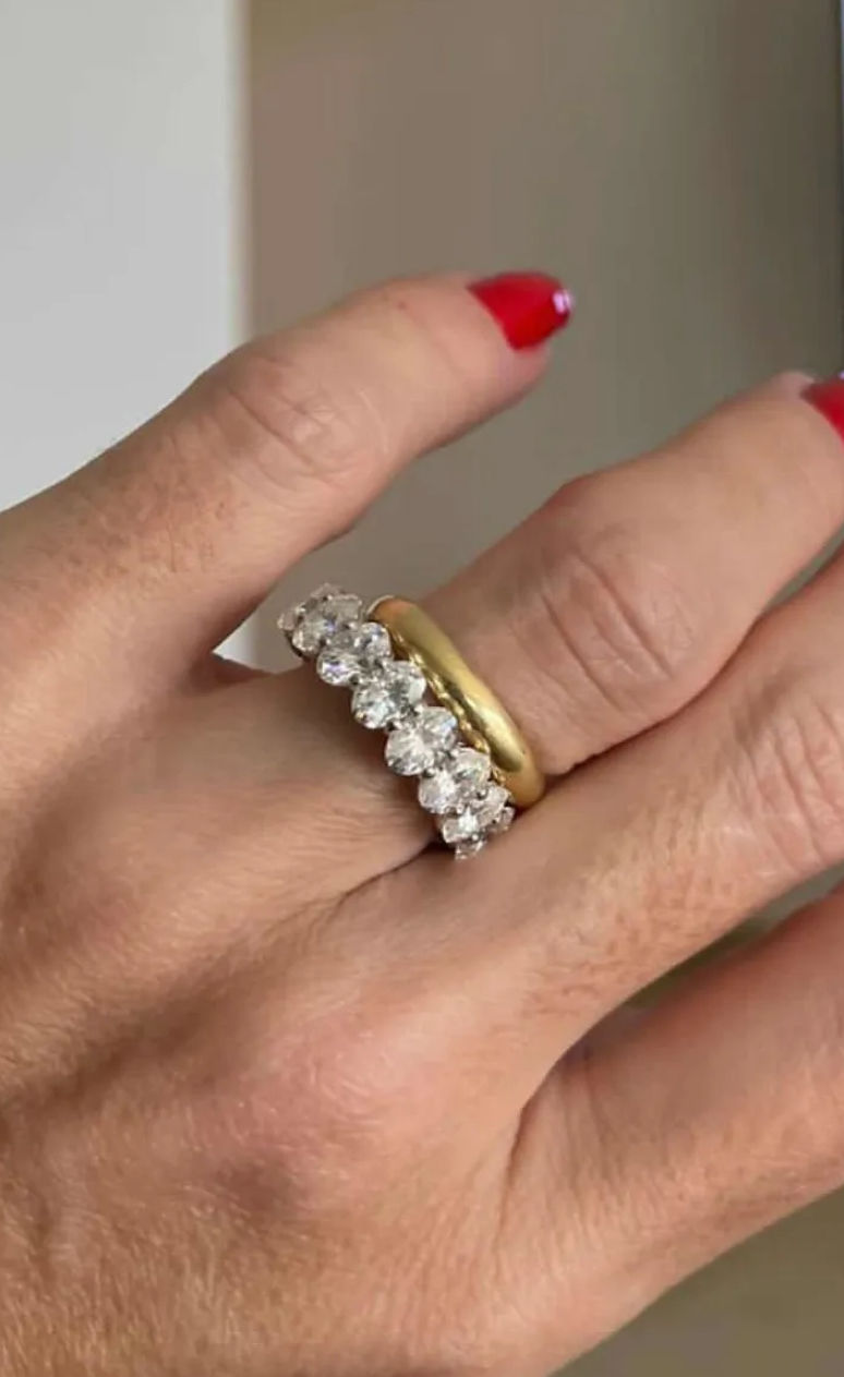 Miniatura: Prata 925 - aliança 0.5ct cada Moissanite oval