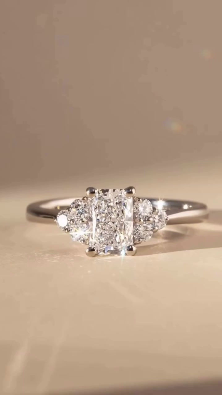 Miniatura: Prata 925 - anel solitário Constelação de Moissanite radiante