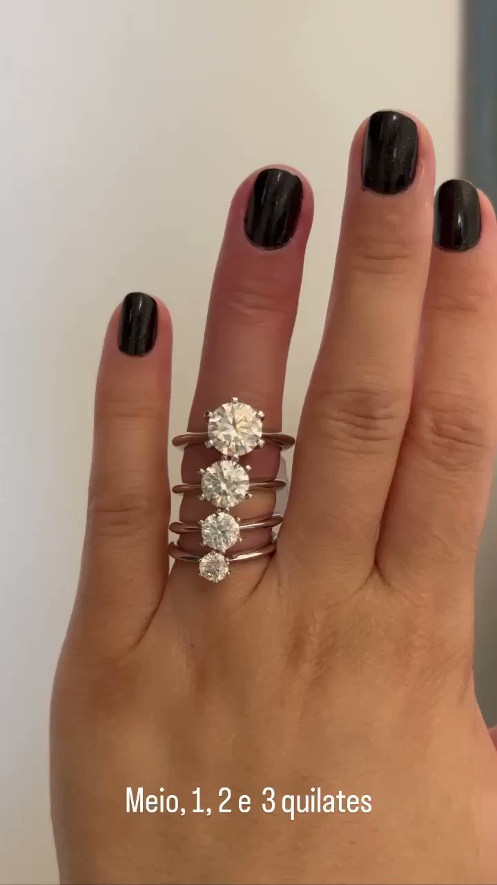 Miniatura: Prata 925 - Anel solitário Romance 0.5ct de Moissanite brilhante