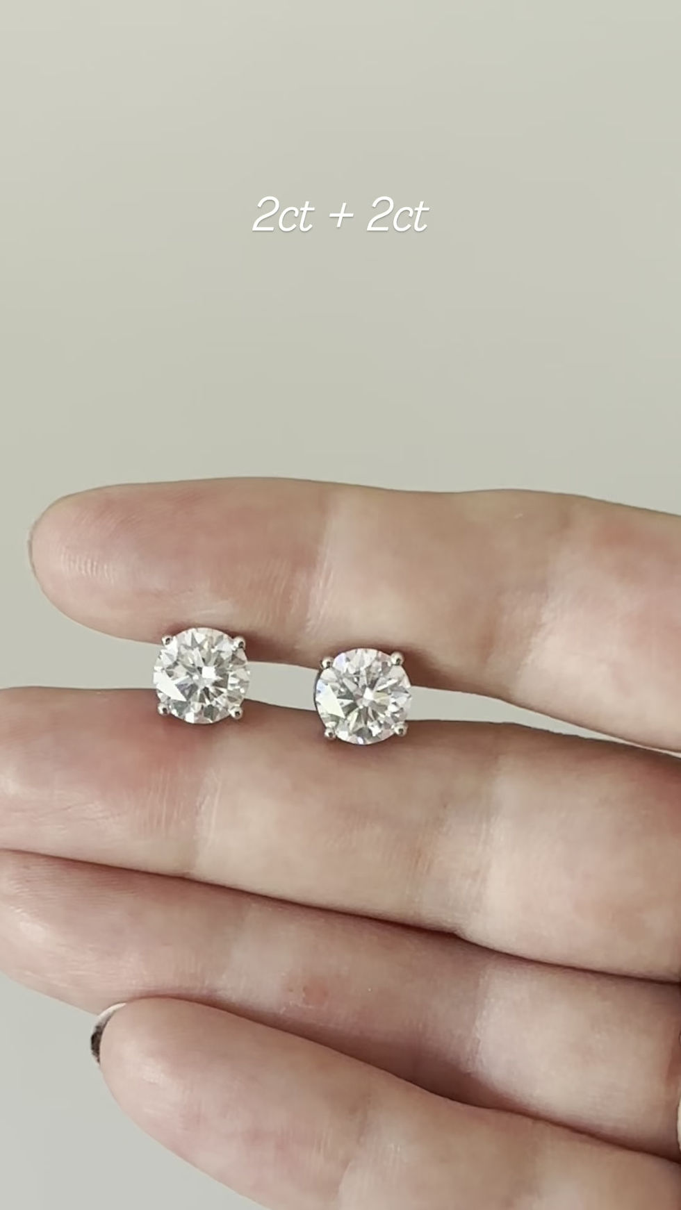 Miniatura: Ouro 18k - Brincos solitário Ana 2 cts cada diamante Lab Grown brilhante