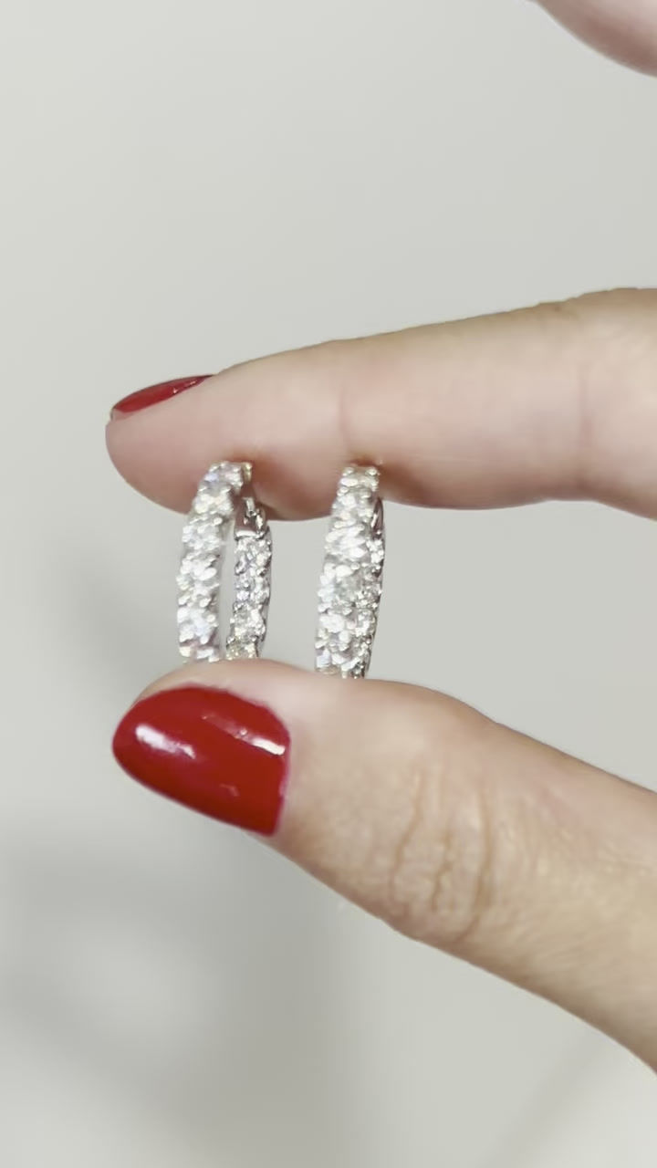 Miniatura: Ouro 18k - brincos argola 10 pontos cada Moissanite brilhante