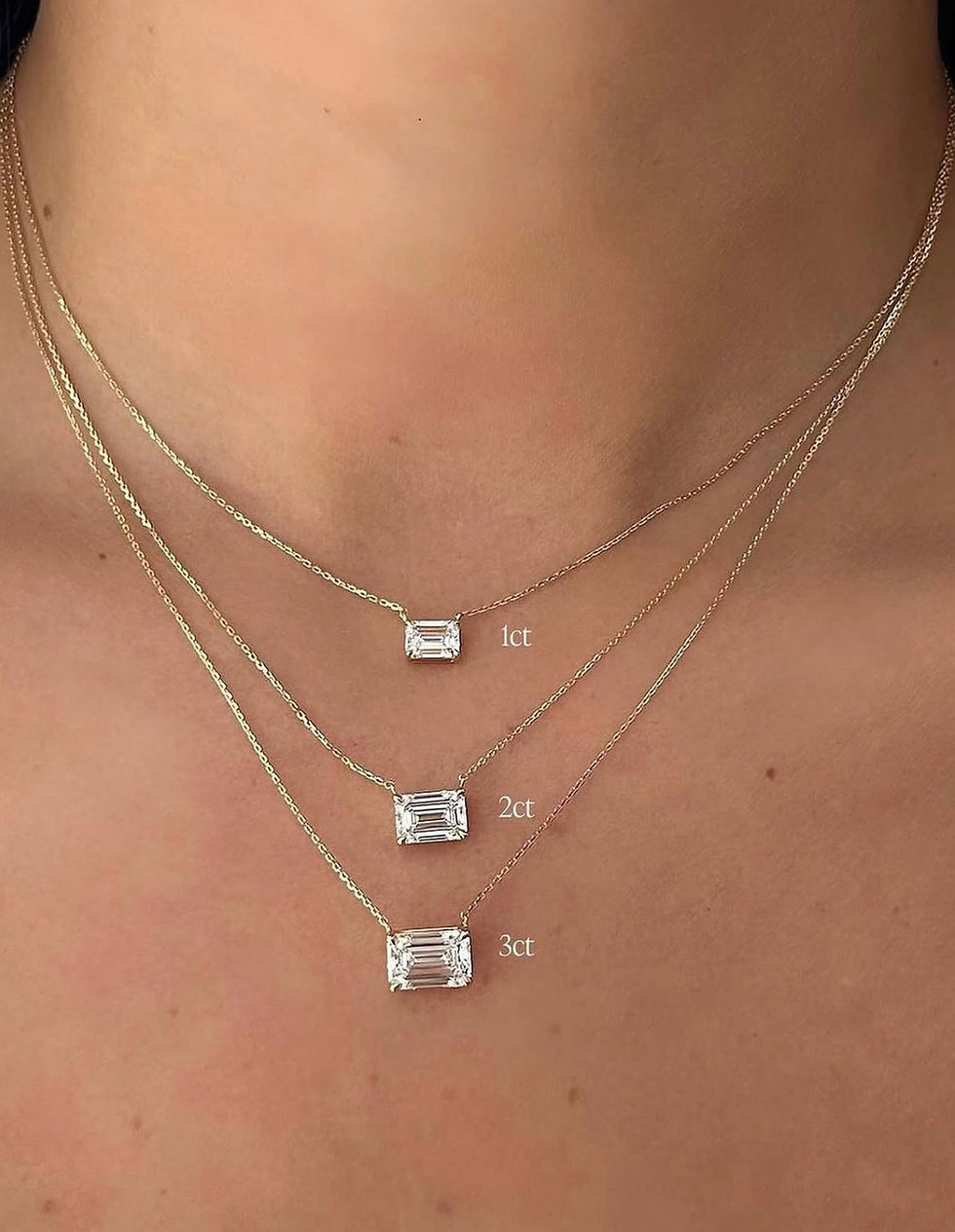 Miniatura: Ouro 18k - colar solitário Aline de Moissanite lapidação esmeralda