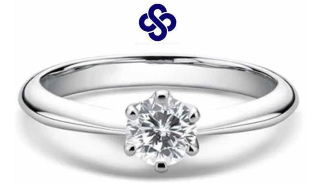 Prata 925 - Anel solitário Romance 0.5ct de Moissanite brilhante