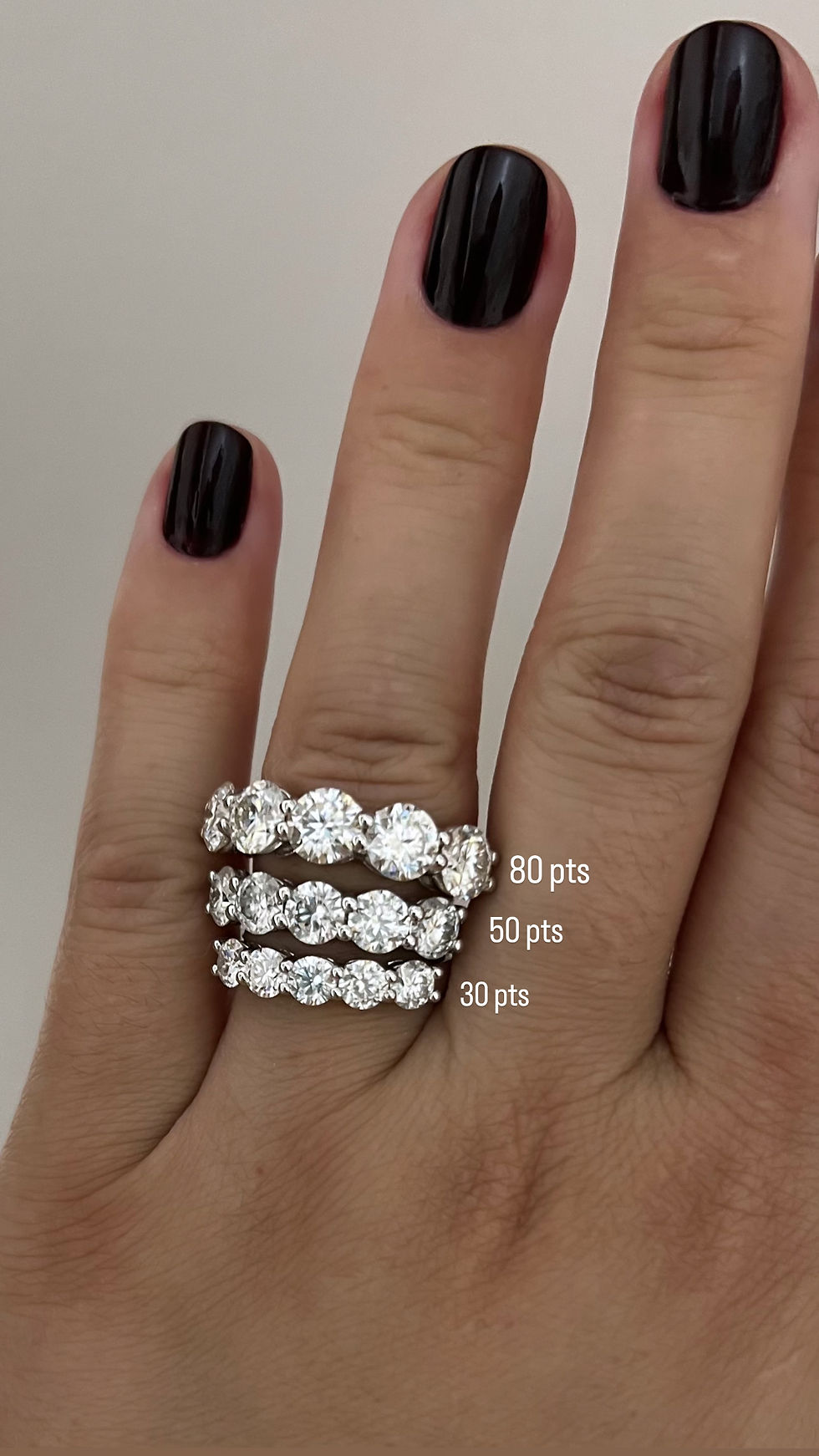 Miniatura: Prata 925 - Meia aliança Camila  30 pontos cada moissanite