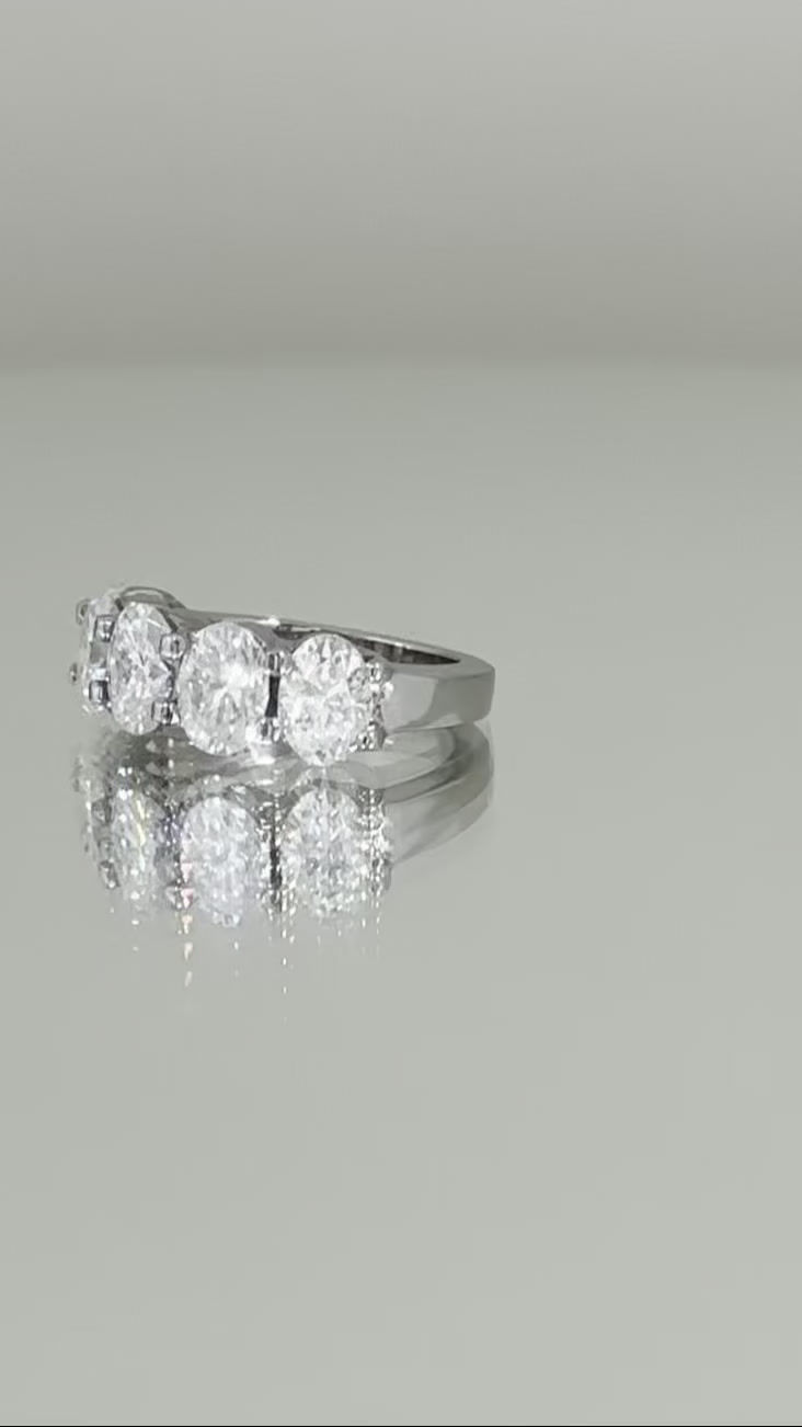 Miniatura: Ouro 18k - Meia aliança Eva 1 ct cada Moissanite oval 