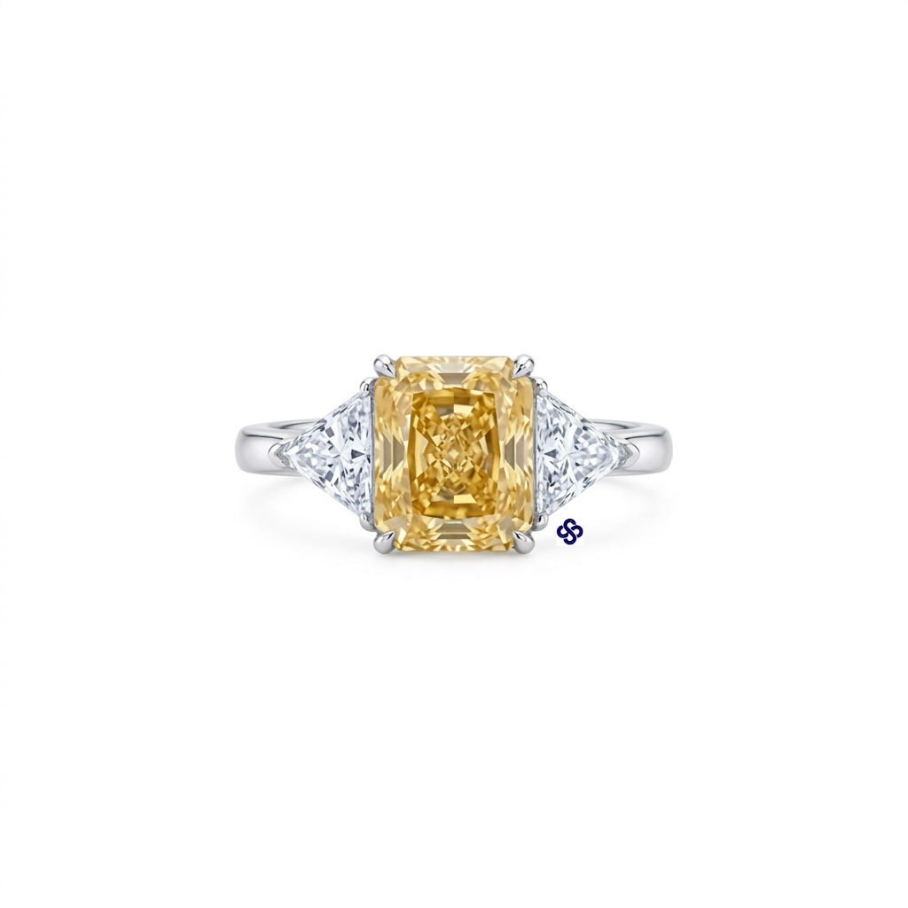 Prata 925 - anel Megan de Moissanite yellow fancy deep
