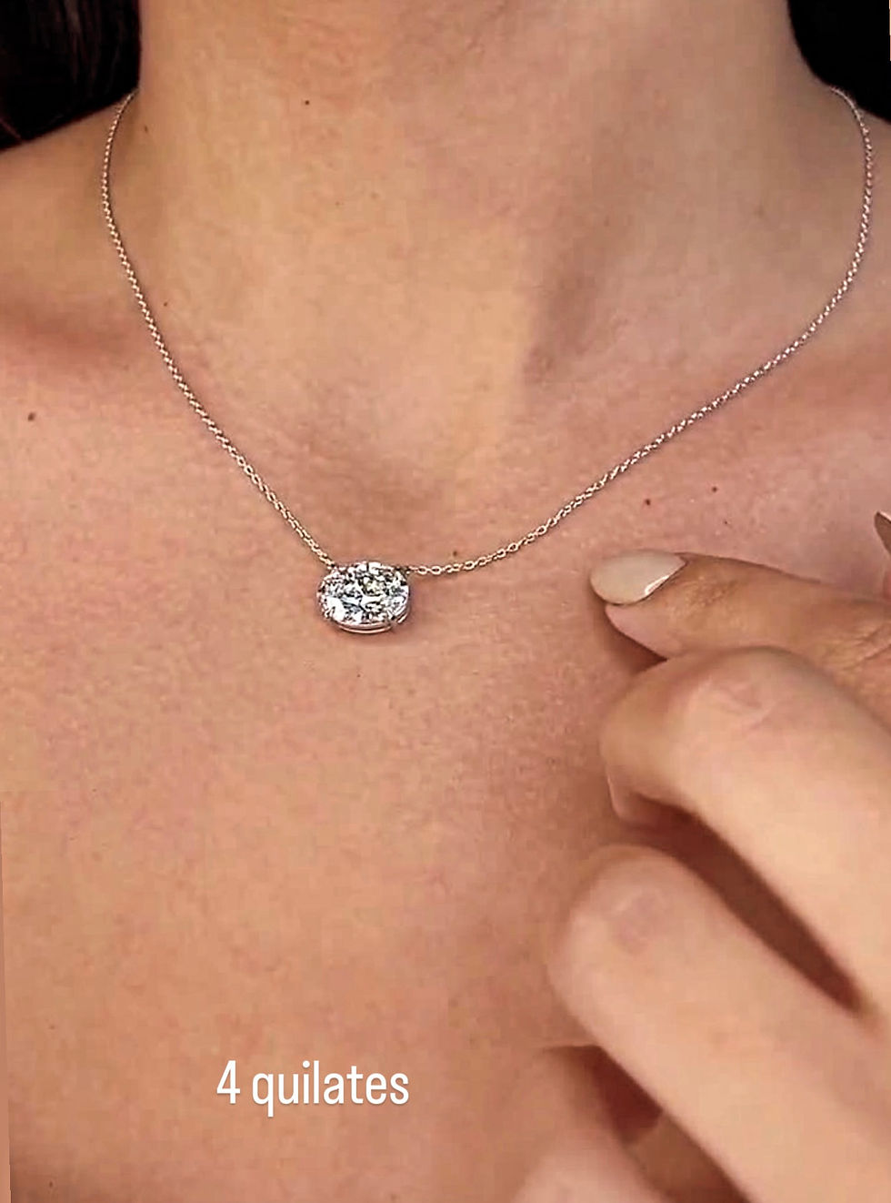 Miniatura: Ouro 18k - Colar  solitário Deyse lapidação oval de Moissanite 