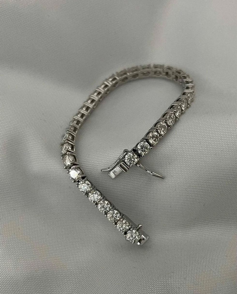 Miniatura: Prata 925 - pulseira riviera 30 pontos cada Moissanite (4mm)