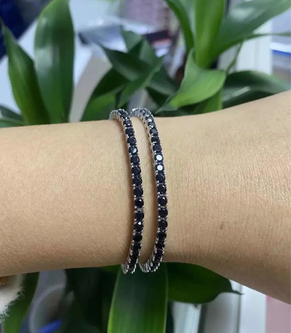 Miniatura: Ouro 18k - pulseira riviera 10 pontos cada Moissanite negra (3mm)