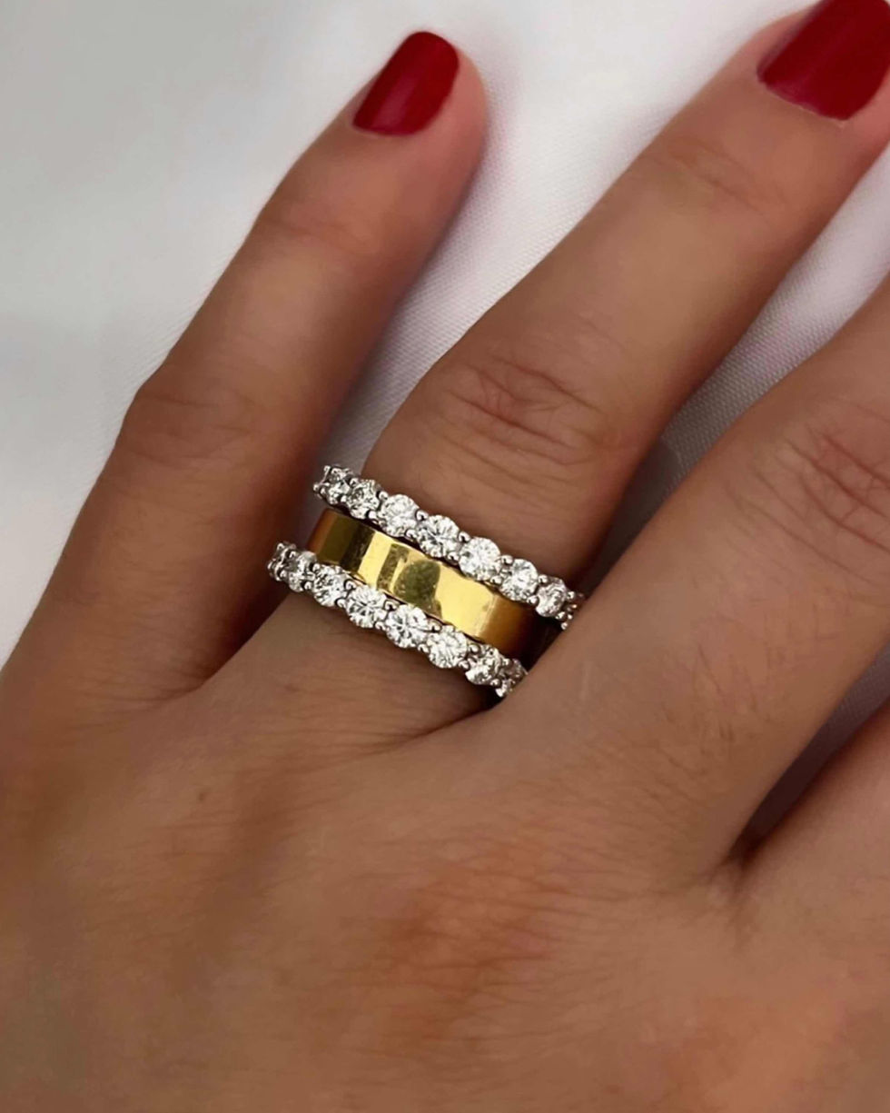 Miniatura: Ouro 18k - aliança Valentine 10 pontos cada Moissanite brilhante 