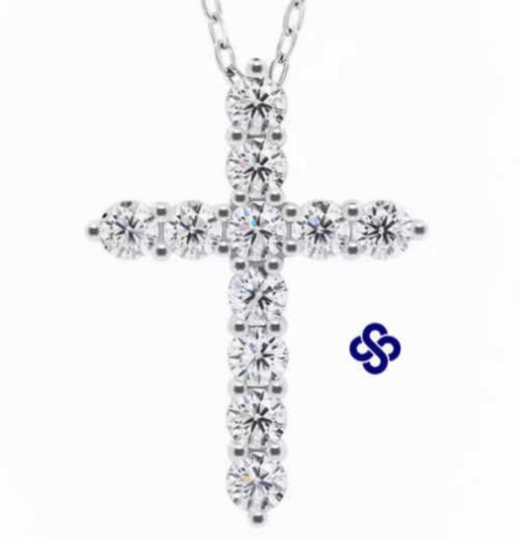 Prata 925 - colar crucifixo de Moissanites brilhantes