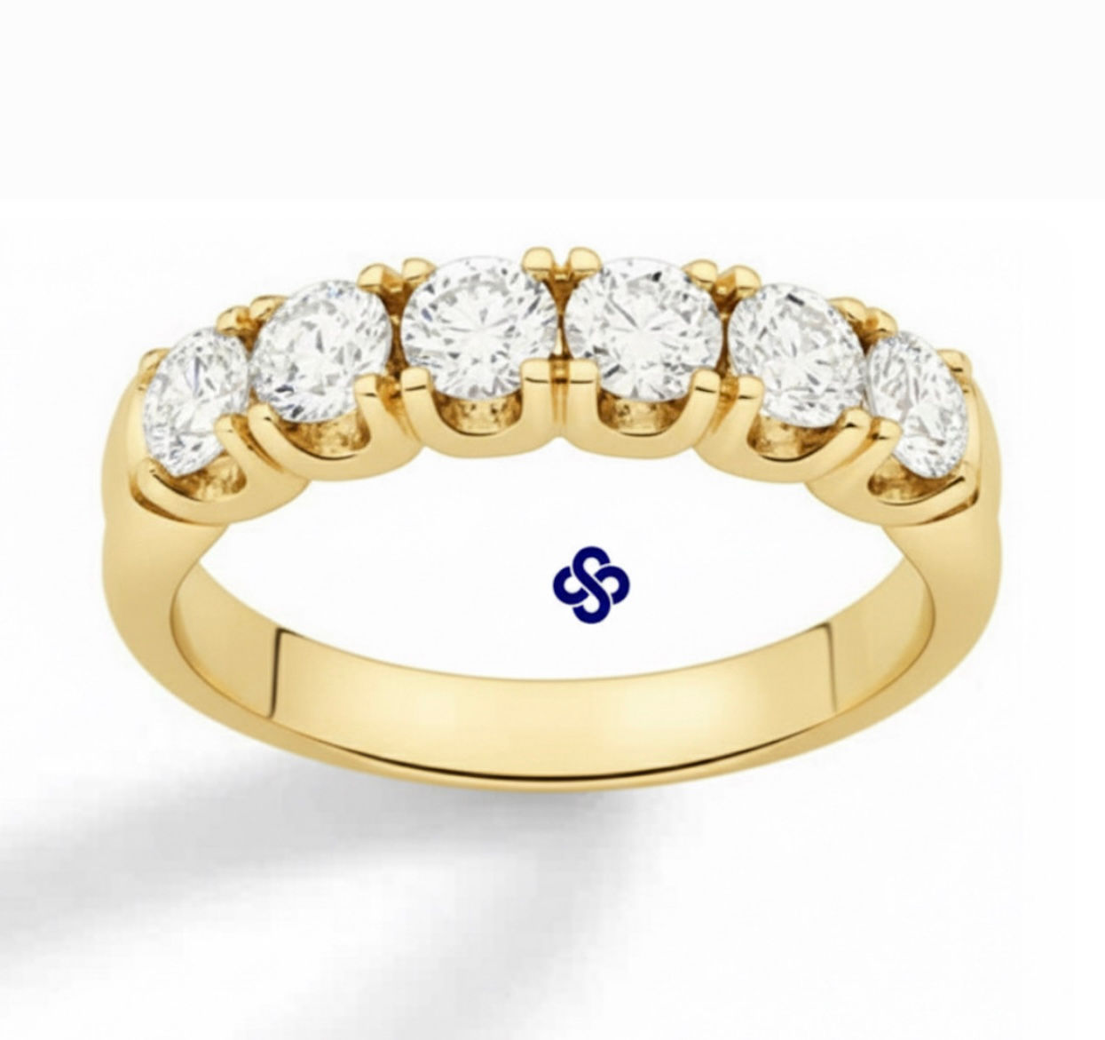 Ouro 18k - Meia aliança Alice 30 pontos (4mm) cada diamante Lab Grown Brilhante