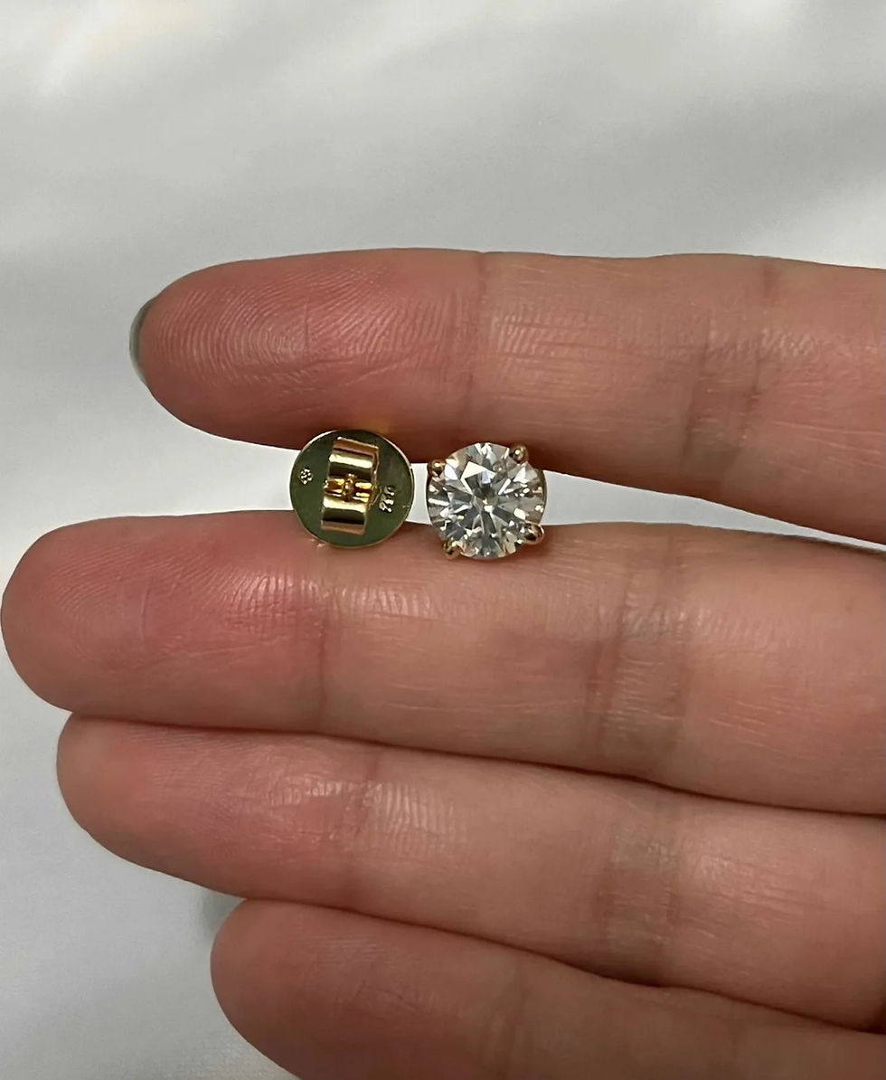 Miniatura: Ouro 18k - Brincos solitário Ana 2 cts cada diamante Lab Grown brilhante