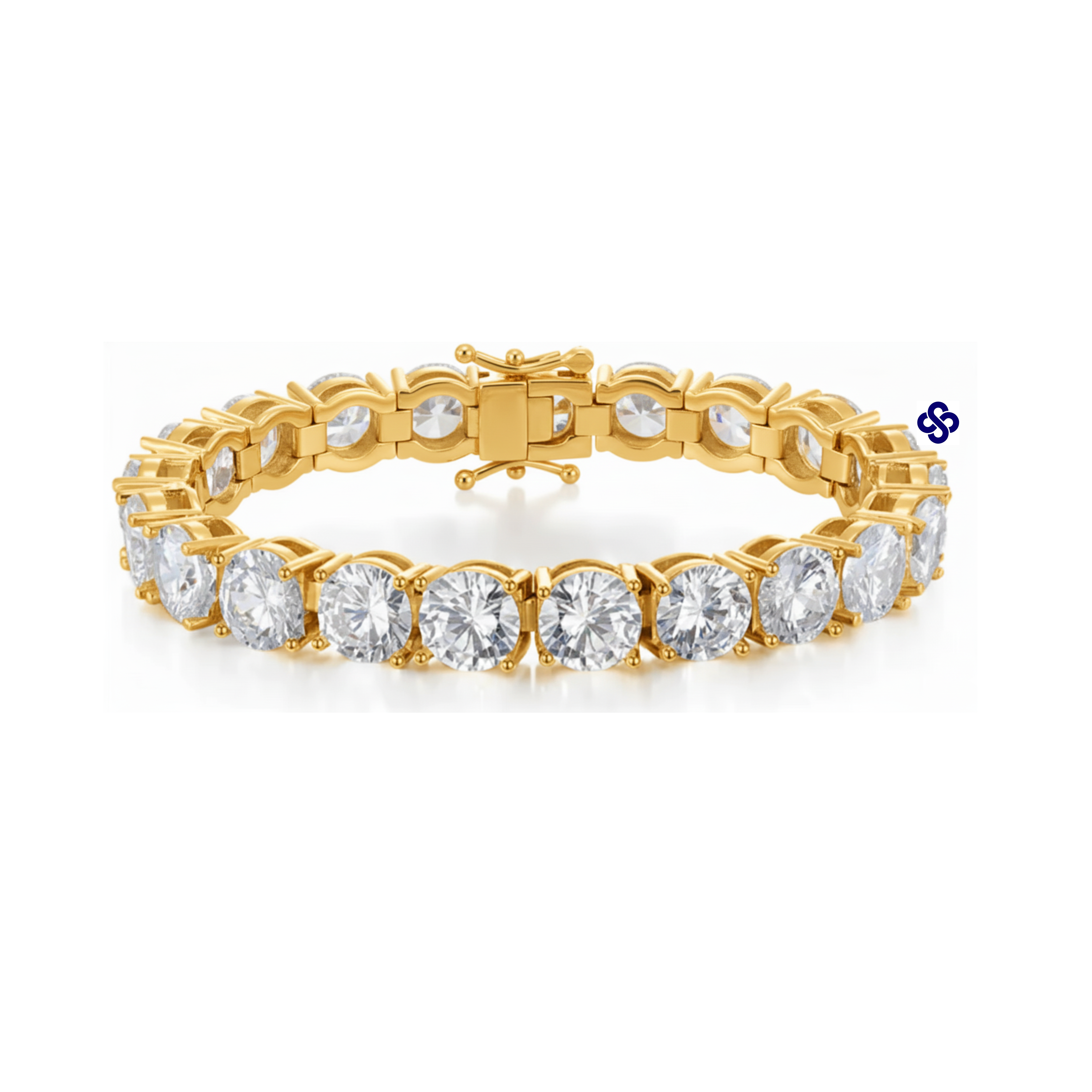 Ouro 18k - pulseira riviera 1ct cada Moissanite brilhante (6.5mm)