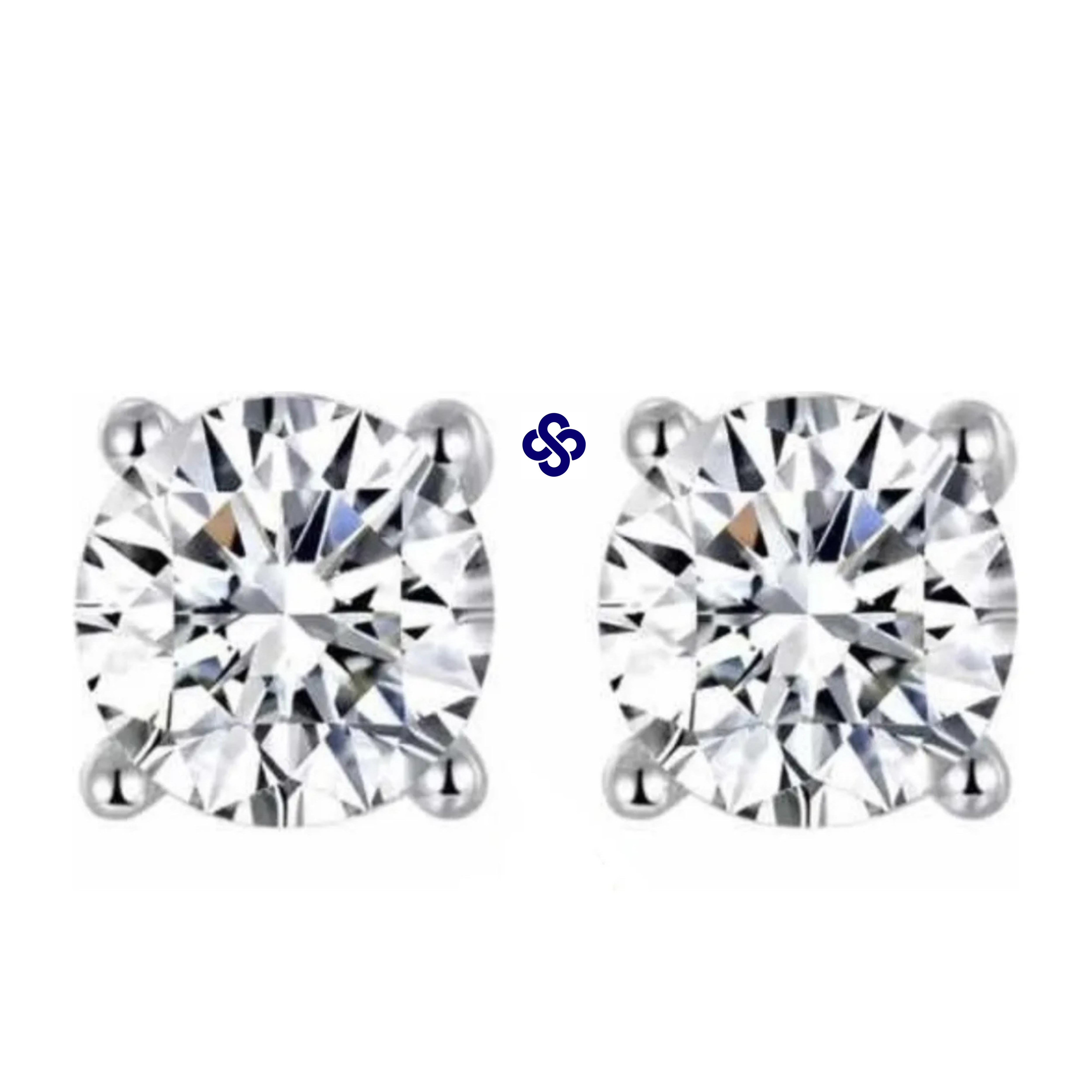 Prata 925 - Brincos solitário Ana 1 ct cada Moissanite brilhante